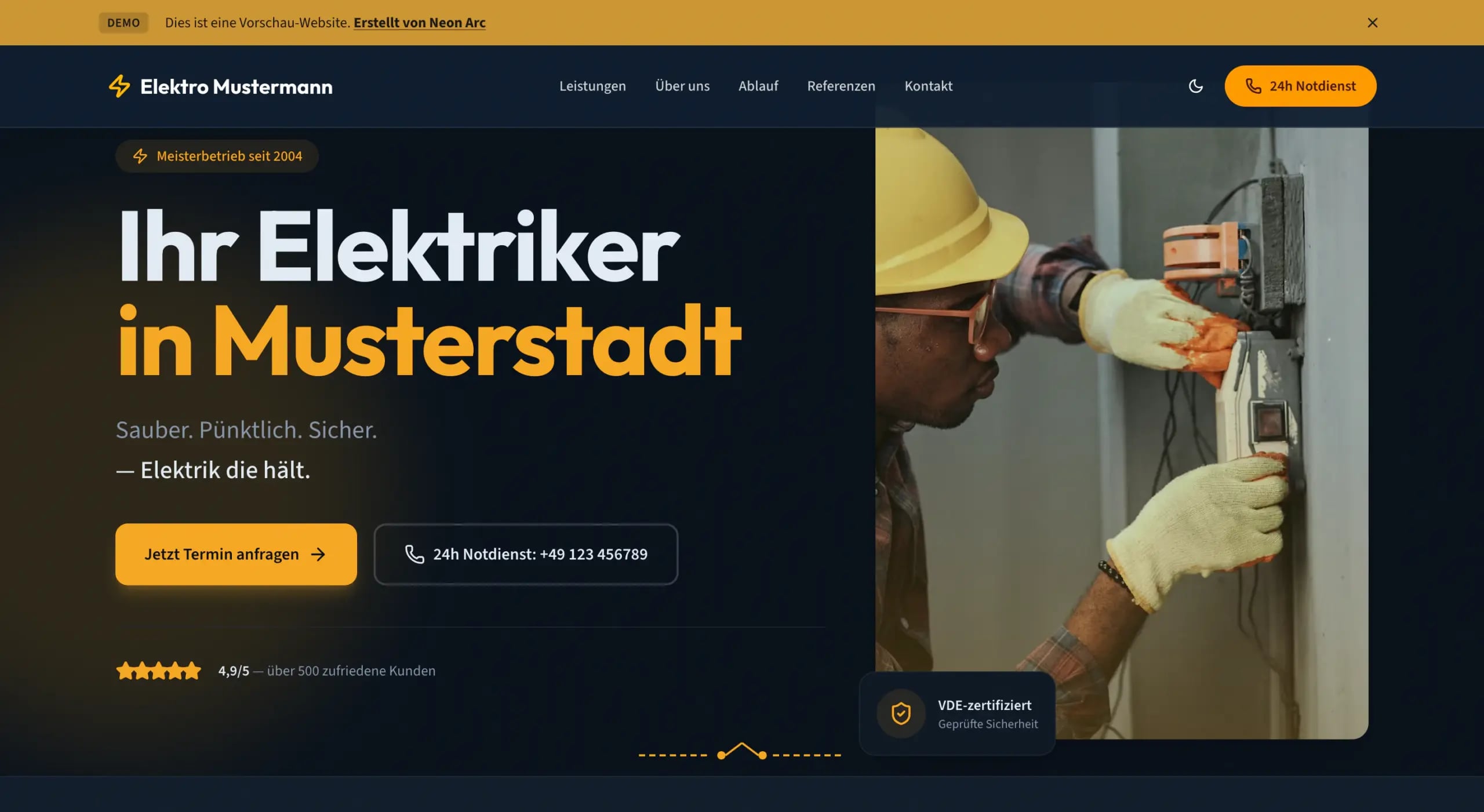 Handwerk / Dienstleistung — Werkstatt-Arbeit unter Neon Arc-Brand realisiert