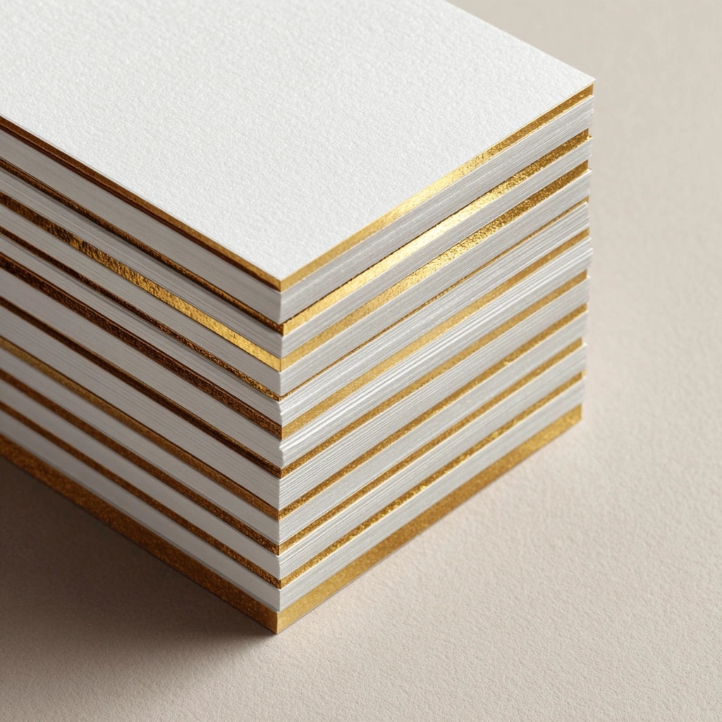 Vier weiße Karten mit Goldkanten in präziser Anordnung — Symbol für Tier-Auswahl im Konfigurator.