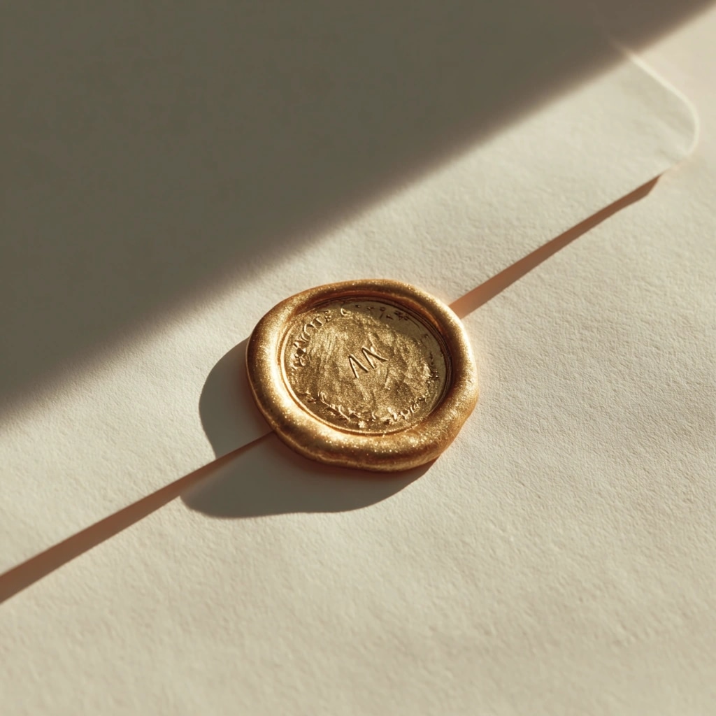Goldenes Wachs-Siegel auf einem Brief — Vertrauen und Verbindlichkeit